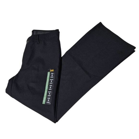 Lee Mid Rise Trouser Pants Womens Size 8 Short Flex Motion Black Dress Slacks - Picture 1 of 7